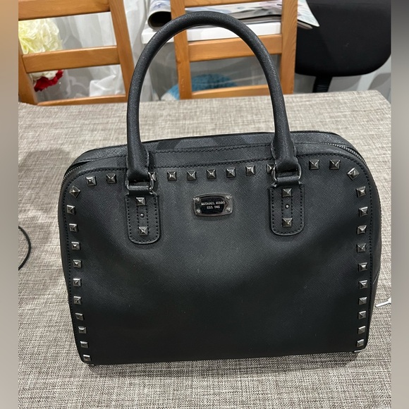 Michael Kors Black Studded Satchel - Picture 1 of 5